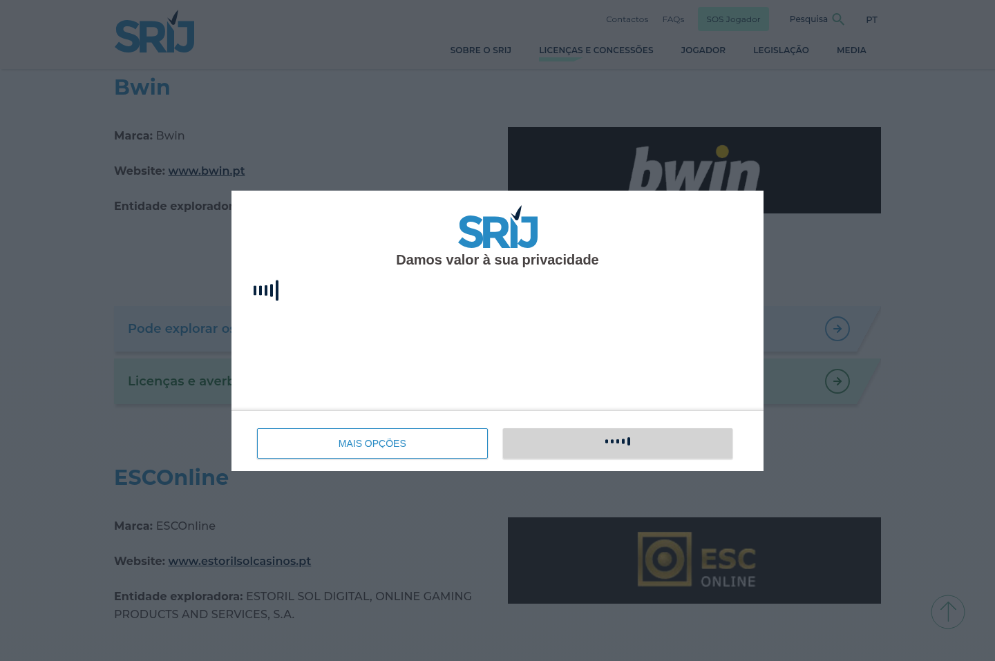 Registo SRIJ de Bwin